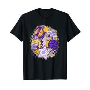 Nba Los Angeles Lakers Psychedelic Basketball Collage T-Shirt  White
